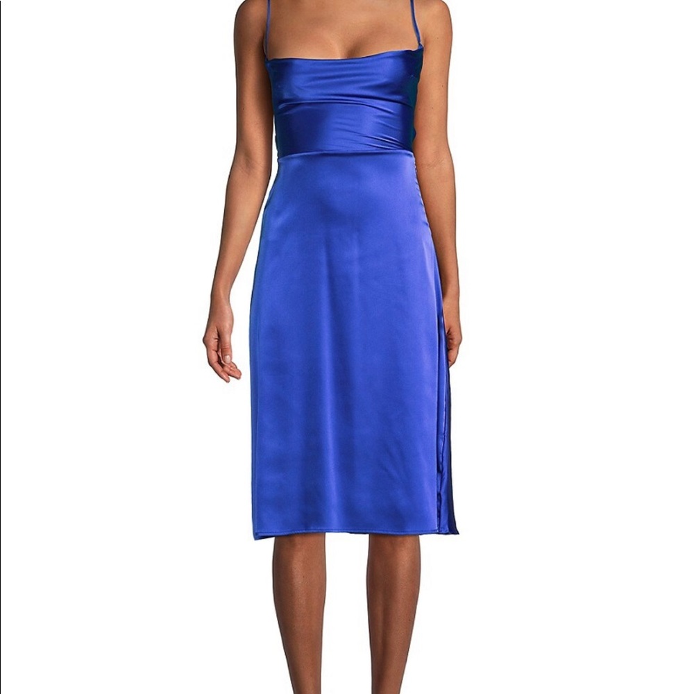 Danielle Bernstein Royal Blue Silk Midi Dress